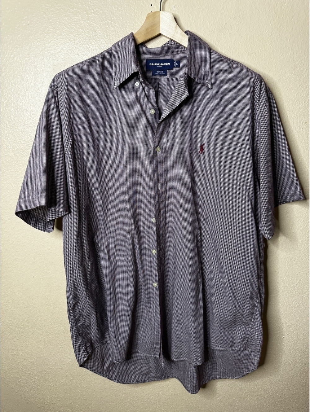 Ralph Lauren Golf Blake Men’s Large Short Sleeve Button Down Shirt Micro Check